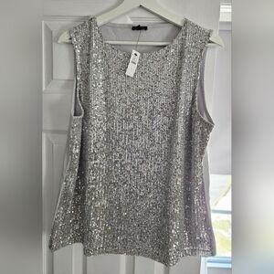 Talbots Silver Sequin Tank Top